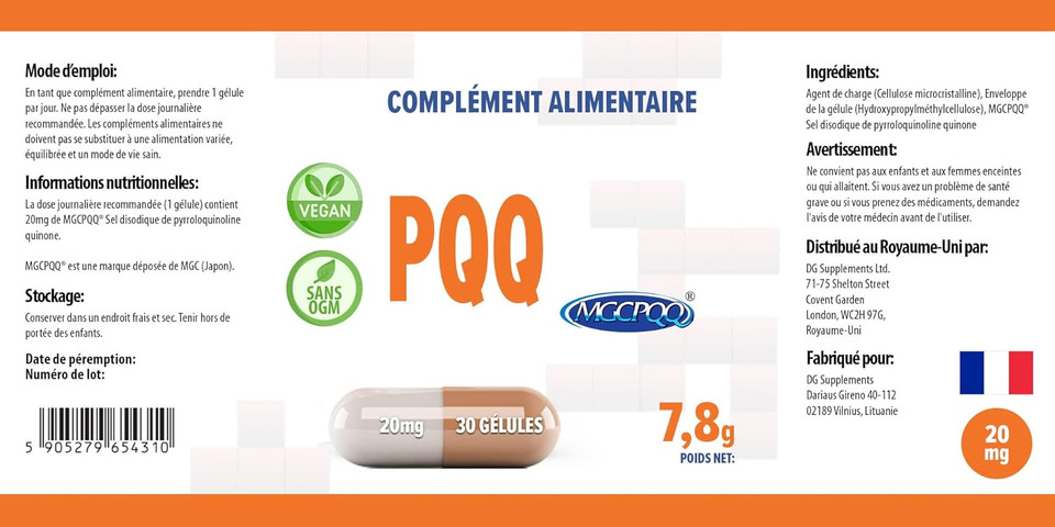 Hepatica PQQ (MGCPQQ) 20mg | 30 Vegan Capsules | High Strength Pyrroloquinoline Quinone | 3rd Party Lab Tested | Cellular Energy & Brain Support Supplement