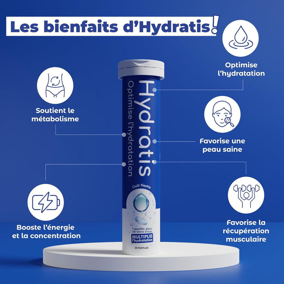 HYDRATIS Hydratation Accélérée - Electrolytes - Tube x20 pastilles (Peach)