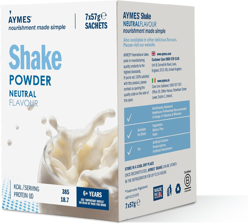 AYMES - High Protein Nutritional Powder Shakes - Banana - 7 Servings - Milkshake-Style Drink Mix - Gluten Free, Vegetarian, Halal & Kosher Suitable - For Ages 3+ and Adults