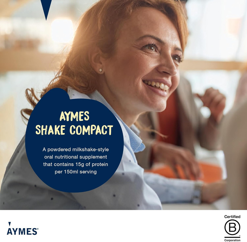 AYMES - Shake Compact - 42 Servings - Low Volume Nutritional Powder - Chocolate - Milkshake-Style Drink Mix - Gluten Free & Vegetarian - Suitable for Adults and Children Aged 3+