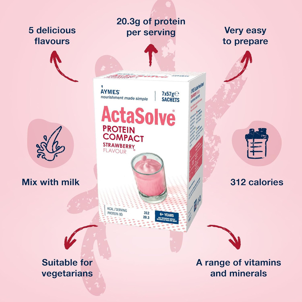 AYMES - ActaSolve Protein Compact - Chocolate - 42 Servings - High Protein Nutritional Powder - Gluten Free & Vegetarian - Suitable for Adults and Children Aged 3+