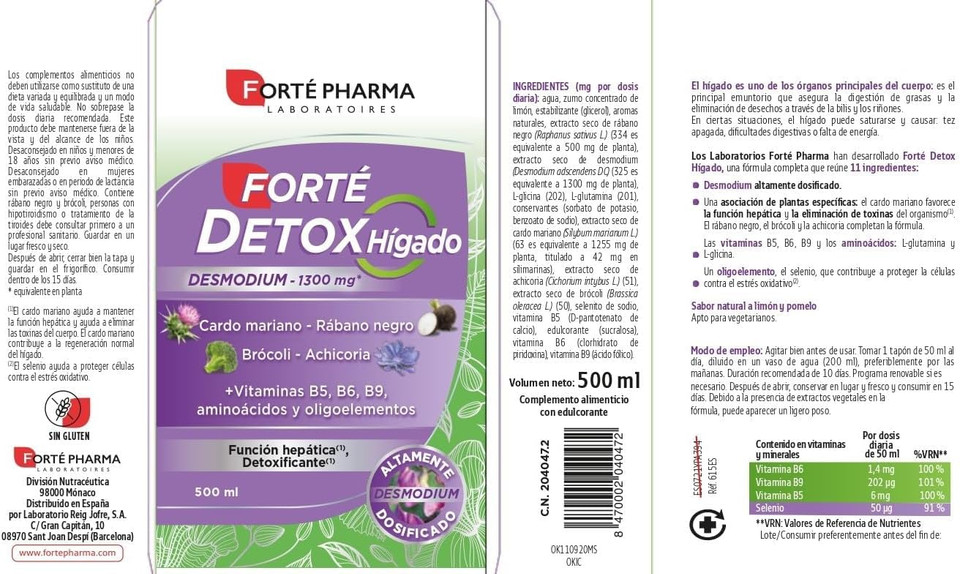 FortÃ DÃTOX Hígado 500 ml