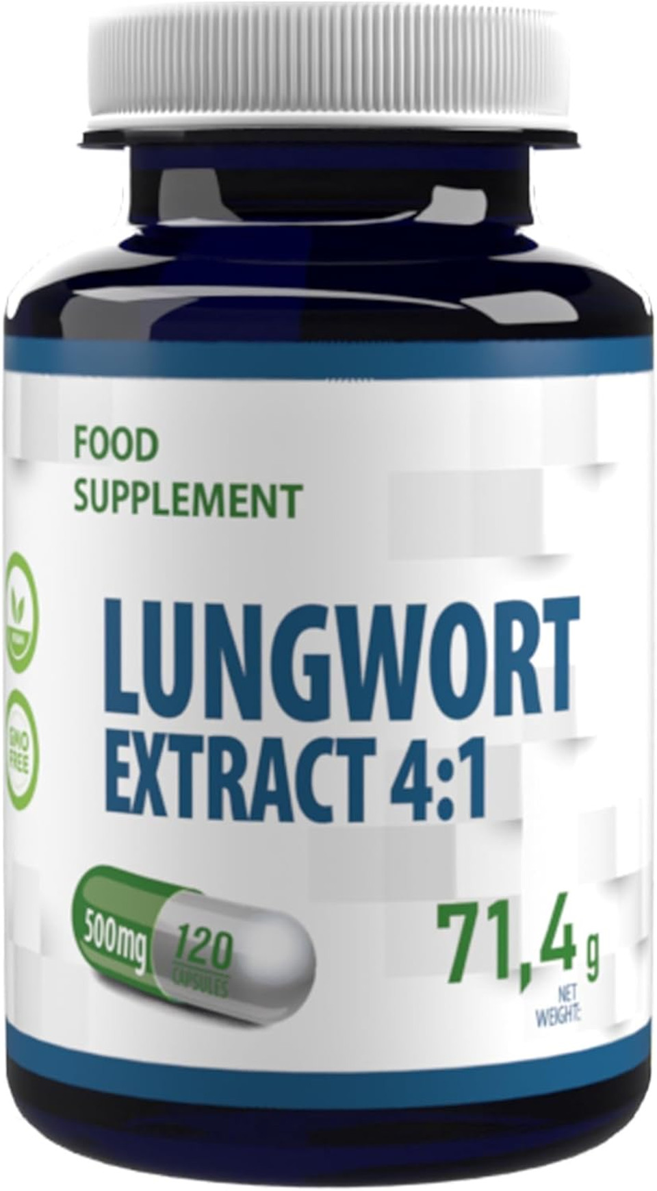 Hepatica Lungwort (Pulmonaria) 2,000mg | 4:1 Extract (500mg) | 120 Vegan Capsules | High Strength Lung Support, Respiratory Cleanse & Detox | 3rd Party Lab Tested