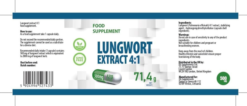 Hepatica Lungwort (Pulmonaria) 2,000mg | 4:1 Extract (500mg) | 120 Vegan Capsules | High Strength Lung Support, Respiratory Cleanse & Detox | 3rd Party Lab Tested