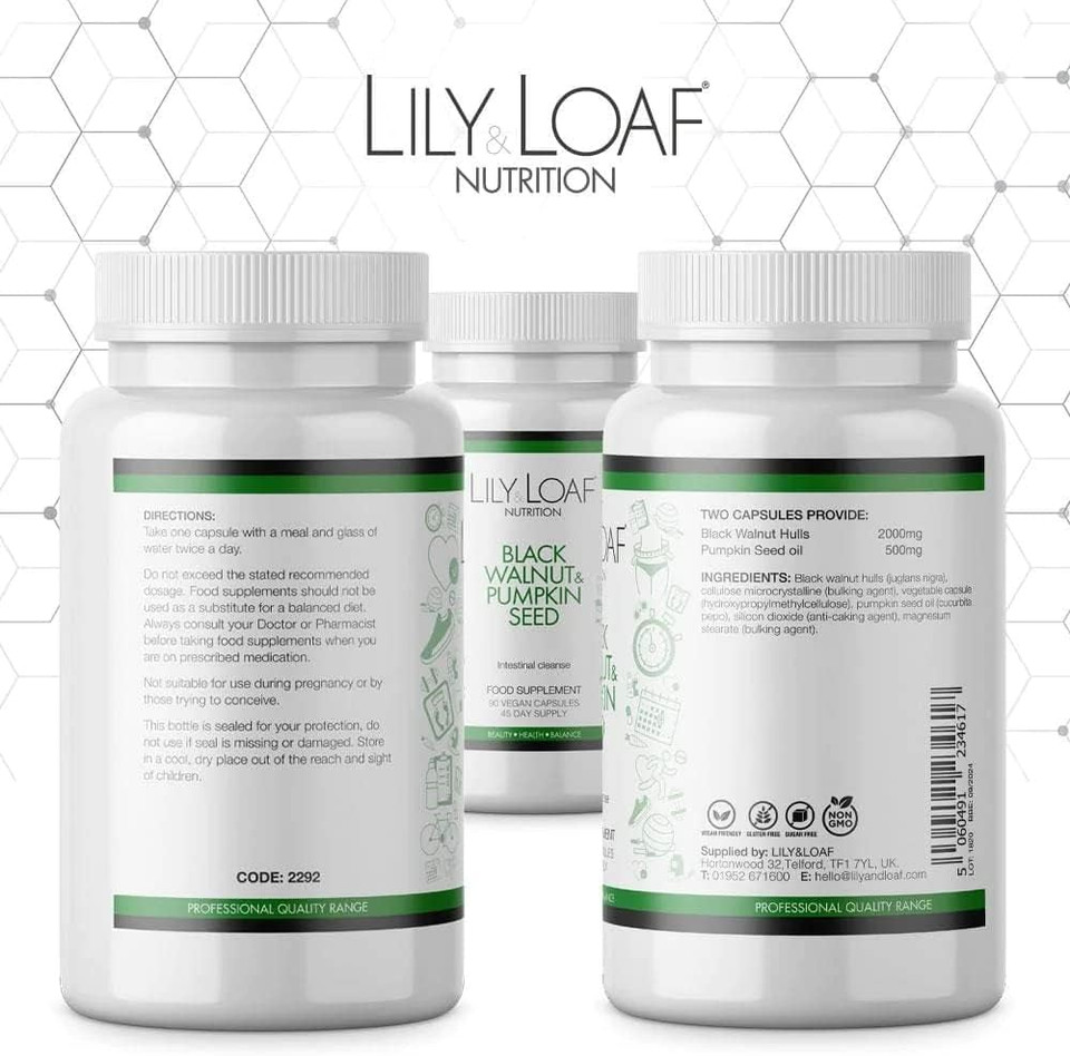 Black Walnut & Pumpkin Seed Intestinal Cleanse | for Intestinal Support | 90 Vegan Capsules | 45 Day Supply