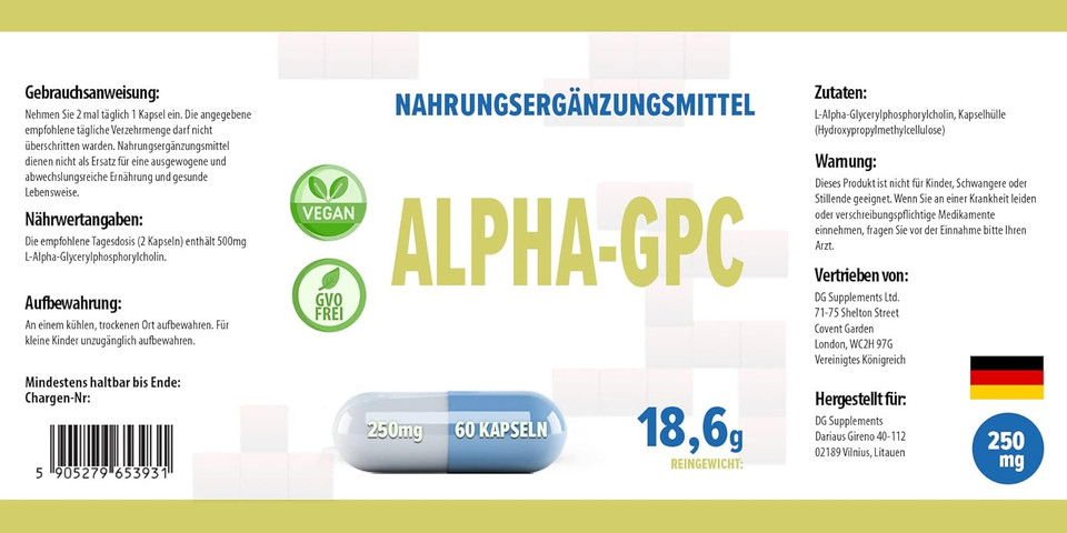 Hepatica Alpha GPC Choline 500mg Per Serving  60 Vegan Capsules | High-Strength Brain, Memory & Cognitive Support | 3rd Party Lab Tested | No Fillers or Bulkers | Gluten-Free, Non-GMO