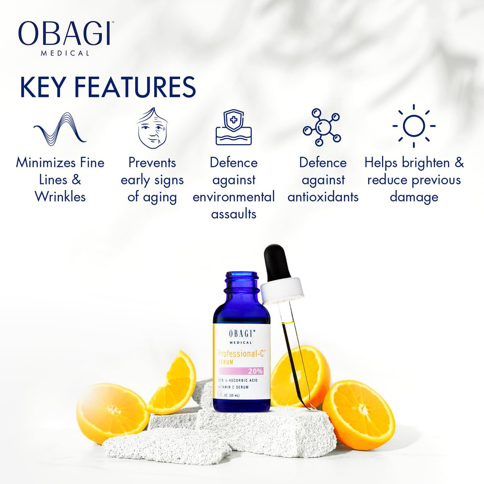 Obagi Professional C Serum 20%, Vitamin C Facial Serum With Concentrated 20% L Ascorbic Acid For Normal To Oily Skin, 1.0 Fl Oz1 Fl Oz (Pack Of 1)