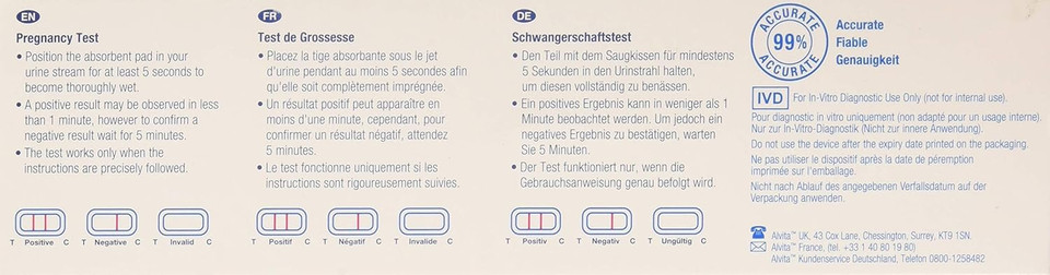 Alvita Mid Stream Pregnancy Test Kit 2 Tests