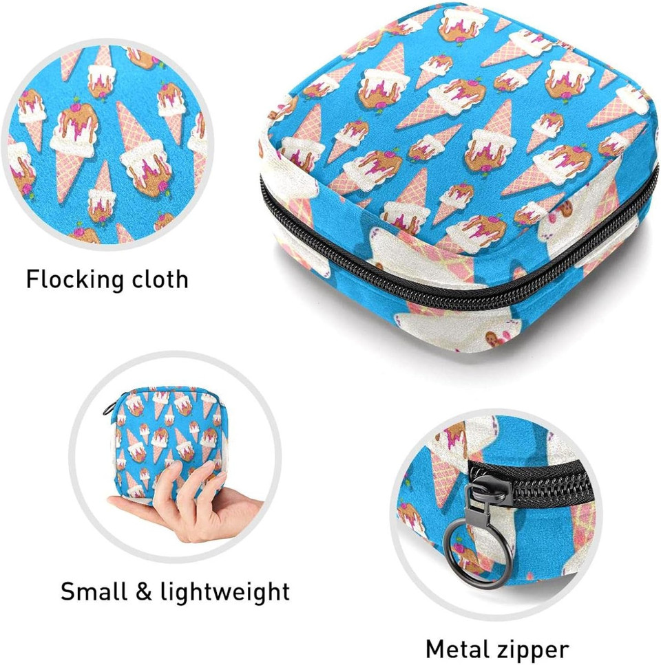 Anna Cowper Sharks Ocean Sea Sanitary Napkin Storage Bag Feminine Menstrual Cup Pouches Nursing Pad Holder Tampon Bags Portable Period Bag for Women Teen Girls 1Pcs