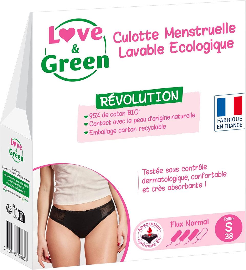 LG Menstrual Panties Washable Ecological Size S Normal Flow Black