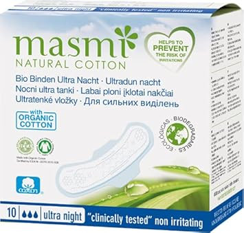 Masmi Natural Organic Cotton Pads Ultra Night (Pack of 10)