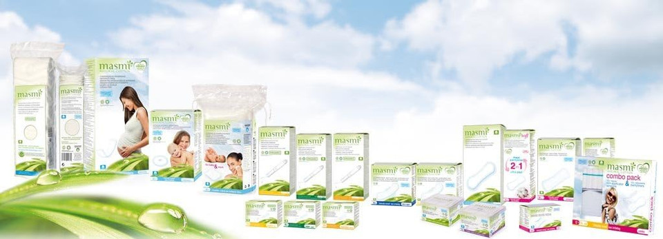 Masmi Organic Ultra Thin Day Pads with Wings Individually Wrapped Certified Organic Cotton Hypoallergenic Biodegradable Perfume Viscose Rayon Chlorine and Dioxin Free (Single Pack)
