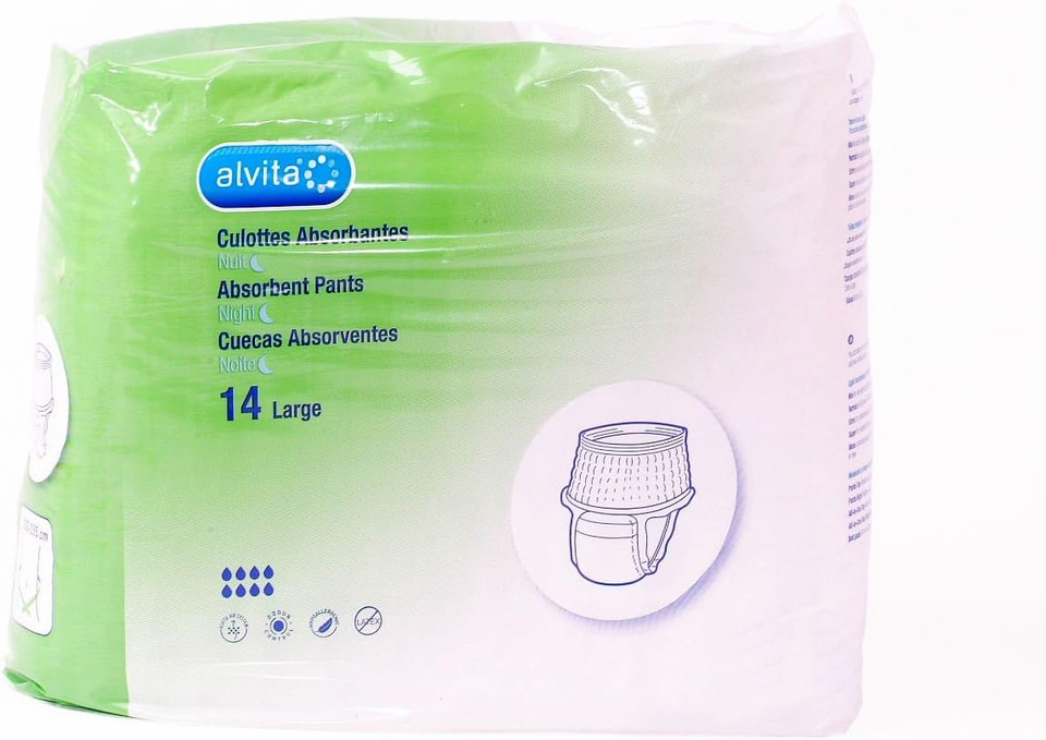 Alvita Incontinence Absorbent Pants Large Night, 14's (Pack of 1)