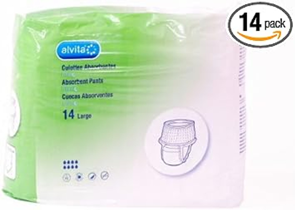 Alvita Incontinence Absorbent Pants Large Night - Pack of 14 by Alvita