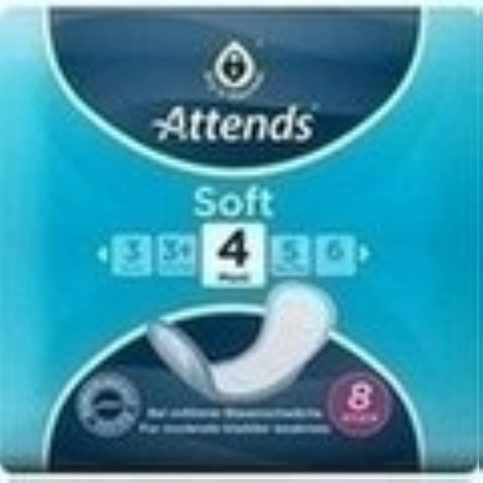 ATTENDS Soft 4 Maxi Pack of 8 Straight Incontinence Pads