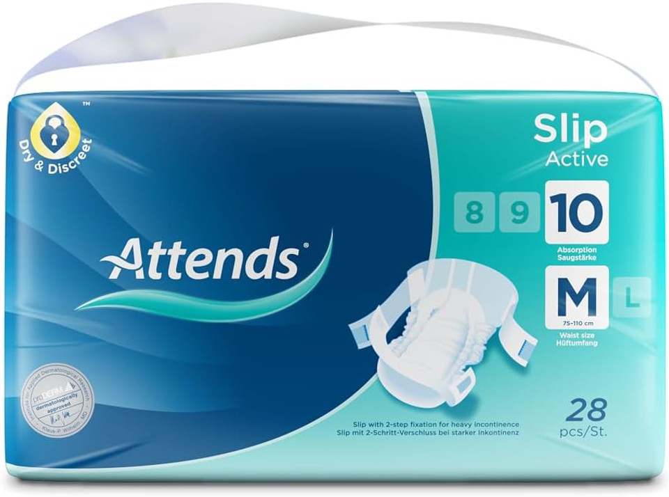 Attends Slip Active M10, 112 Units (4 Packs of 28)