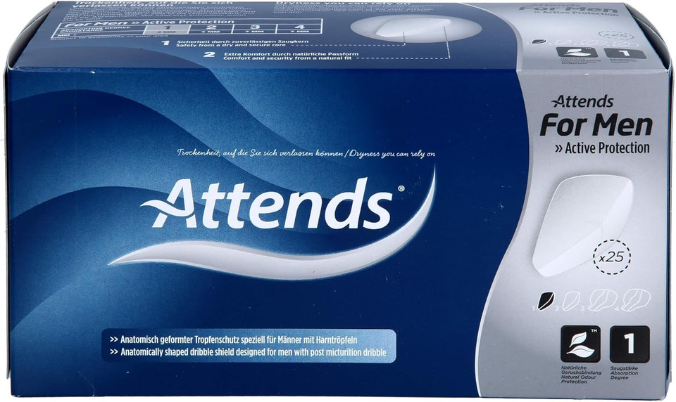 Attends for Men Shield 1 Incontinence Pads (Pack of 25)