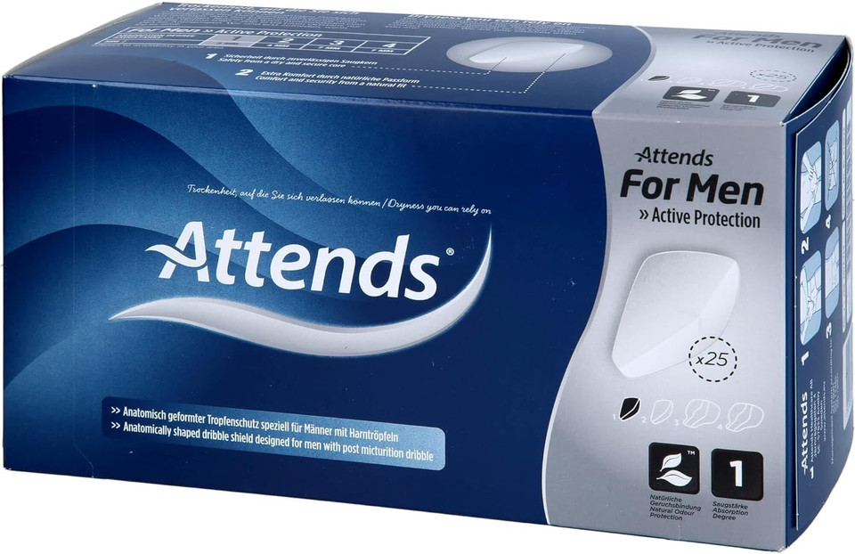 Attends for Men Shield 1 Incontinence Pads (Pack of 25)