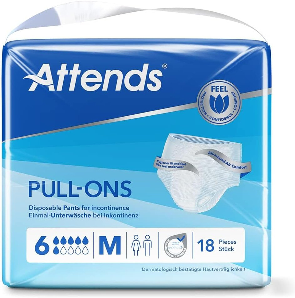 Attends - Pull-Ons - 6 Medium (Pack of 18) Incontinence Pants