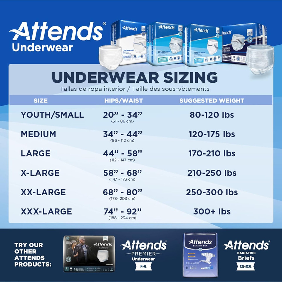 Attends Bariatric Disposable Underwear, 2X-Large, AU50, Ultimate Absorbency, 12 Ct