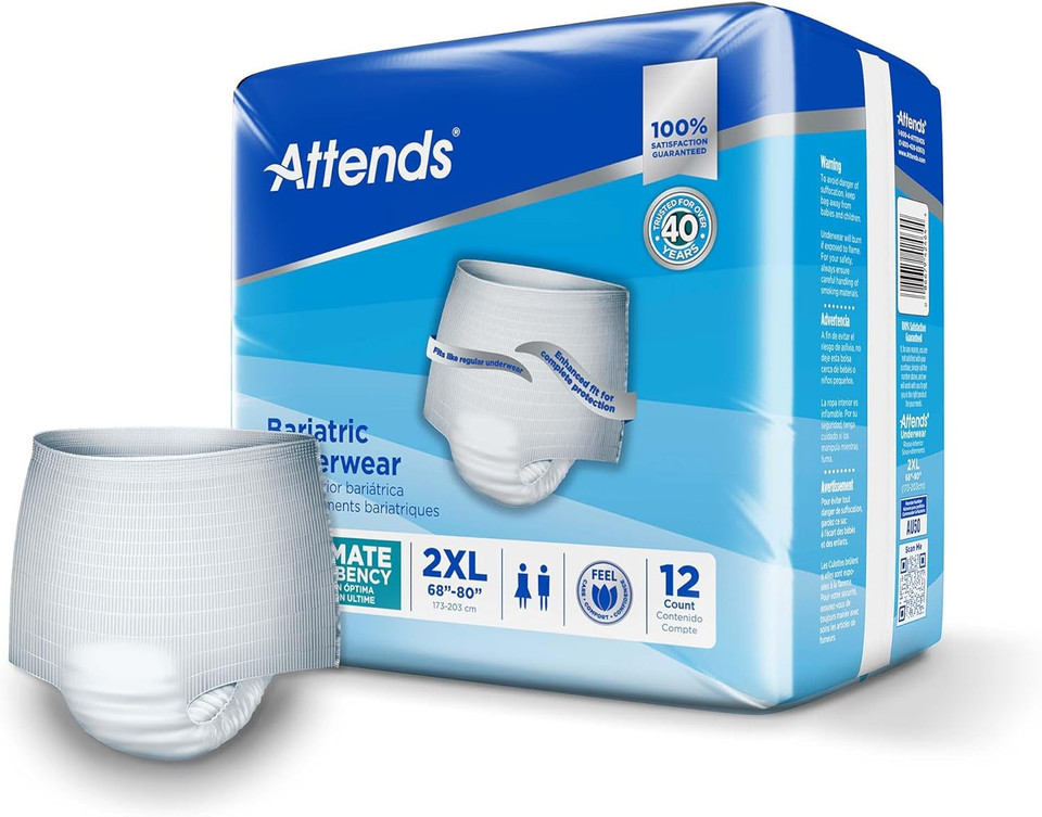 Attends Adult Bariatric Underwear XXL - 4 pks of 12