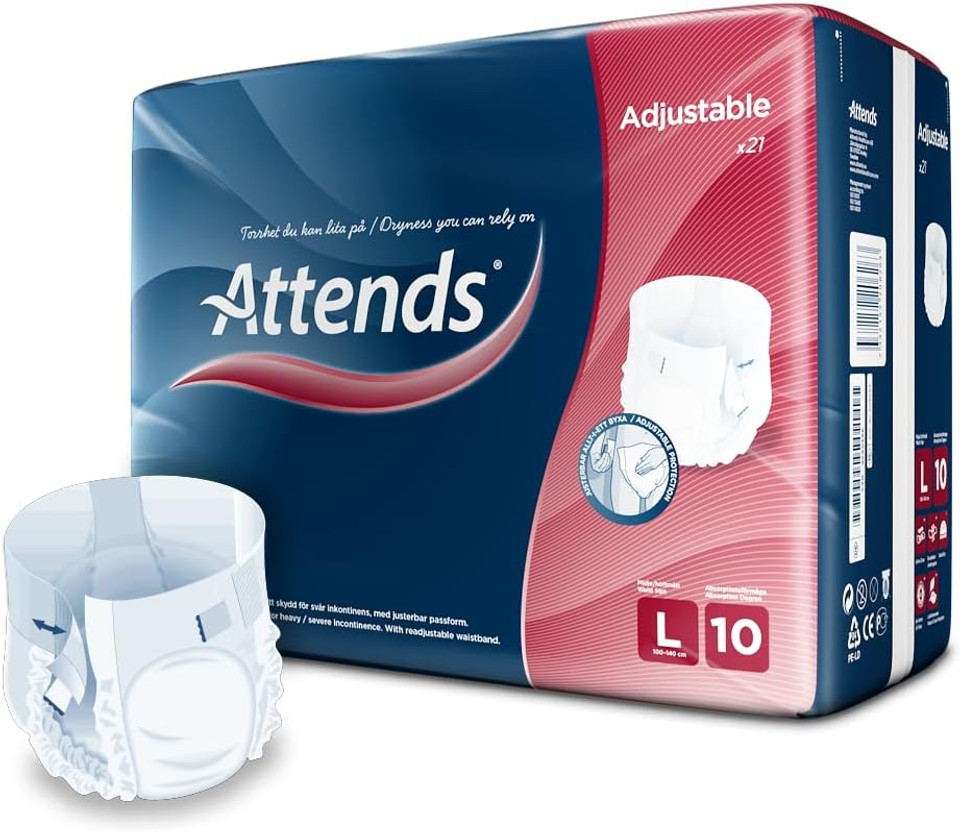 Attends Adjustable 10 Large (3300ml) 21 Pack Incontinence Protection
