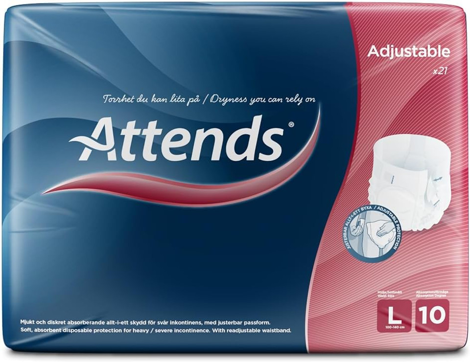 Attends Adjustable 10 Large (3300ml) 21 Pack Incontinence Protection
