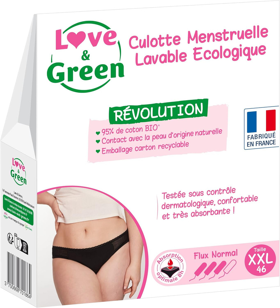 LG Menstrual Panties Washable Ecological Size XXL Normal Flow Black