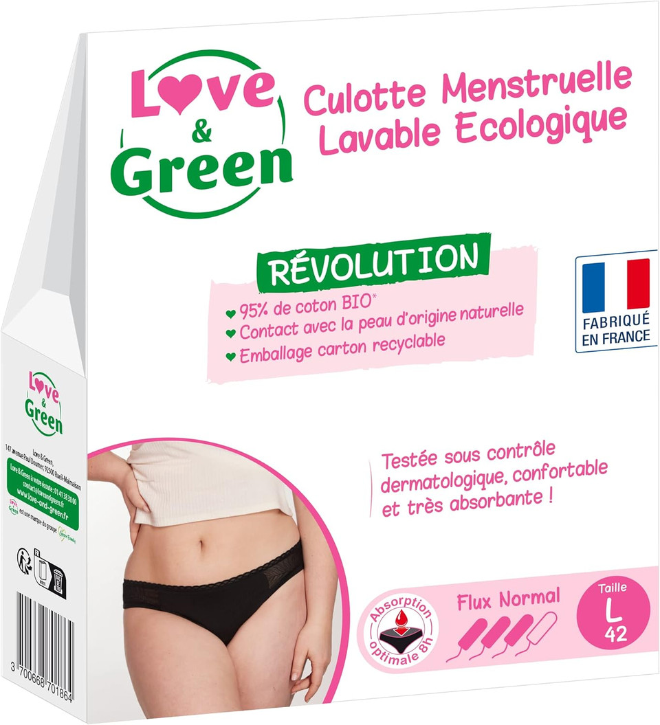 LG Menstrual Panties Washable Ecological Size L Normal Flow Black
