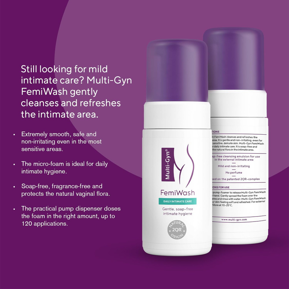 Multi-Gyn FemiWash for Daily Intimate Hygiene to Maintain a Healthy Intimate Area - Aloe Extract - Soap-Free Micro Foam Approx 100 Uses - 100ml