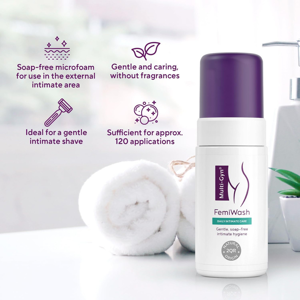 Multi-Gyn FemiWash for Daily Intimate Hygiene to Maintain a Healthy Intimate Area - Aloe Extract - Soap-Free Micro Foam Approx 100 Uses - 100ml