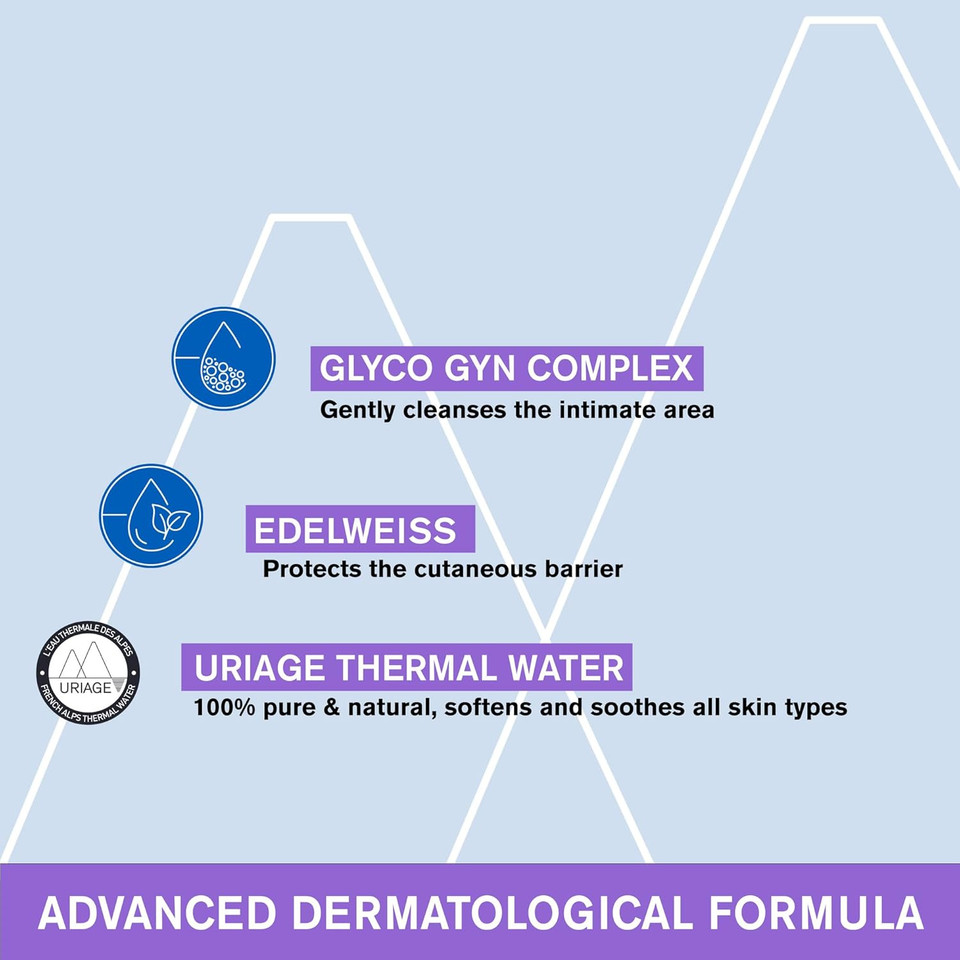 Uriage Gyn-Phy Refreshing Intimate Cleansing Gel 200ml - Cleanses and Preserves Natural Balance - Physiological pH and Glyco-Gyn Complex - Floral Fragance