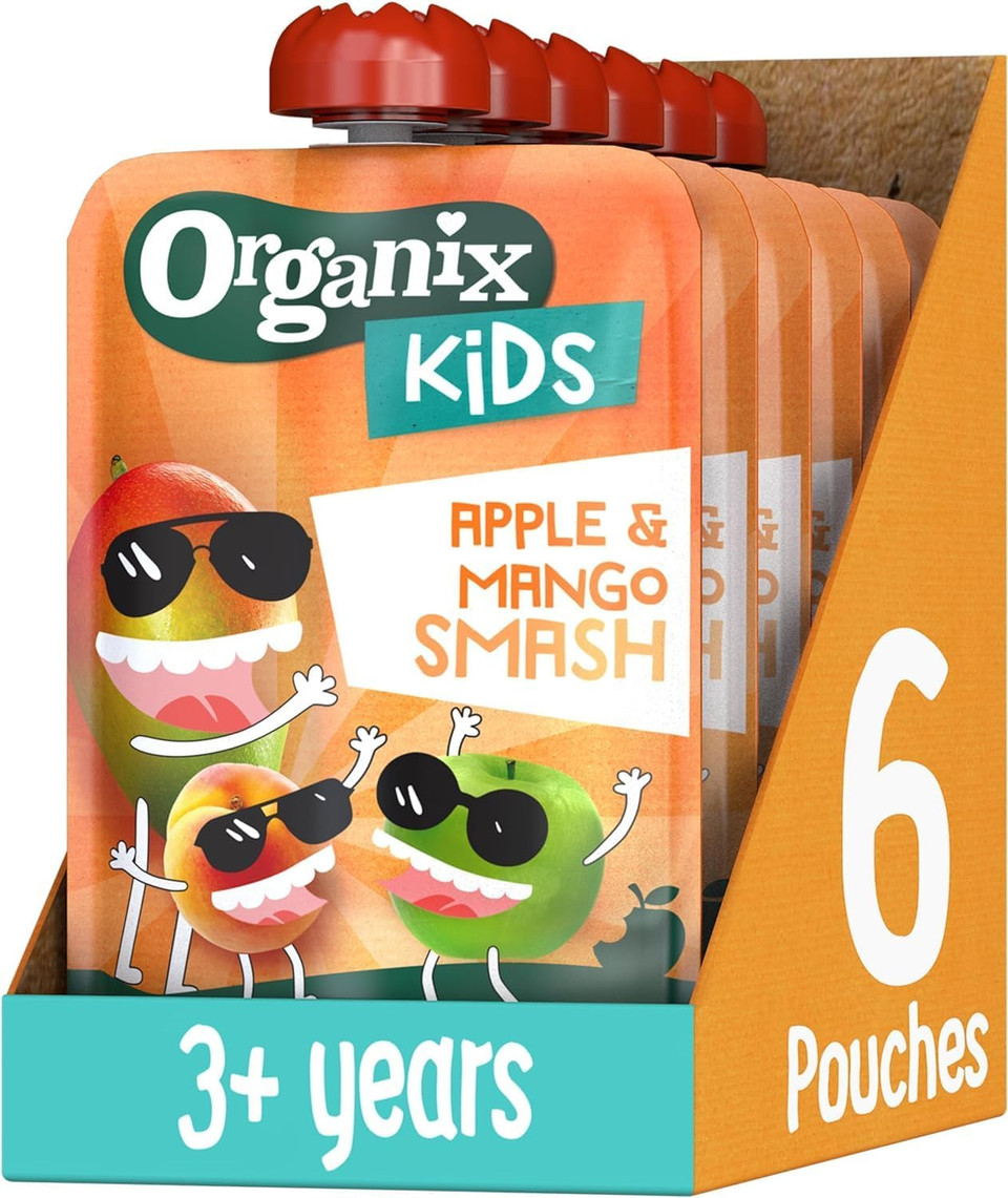 Organix Kids Mango & Apple Organic Smash Pouch 3+ Years 100 g (Pack of 6)