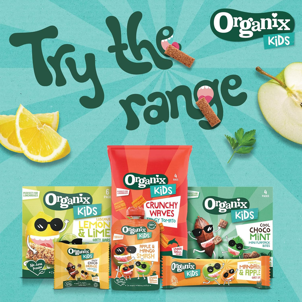 Organix KIDS Tangy Tomato Crunchy Waves Snack 3+ years Multipack, 4 x 14 g Bags Per Pack (4 Packs Total)
