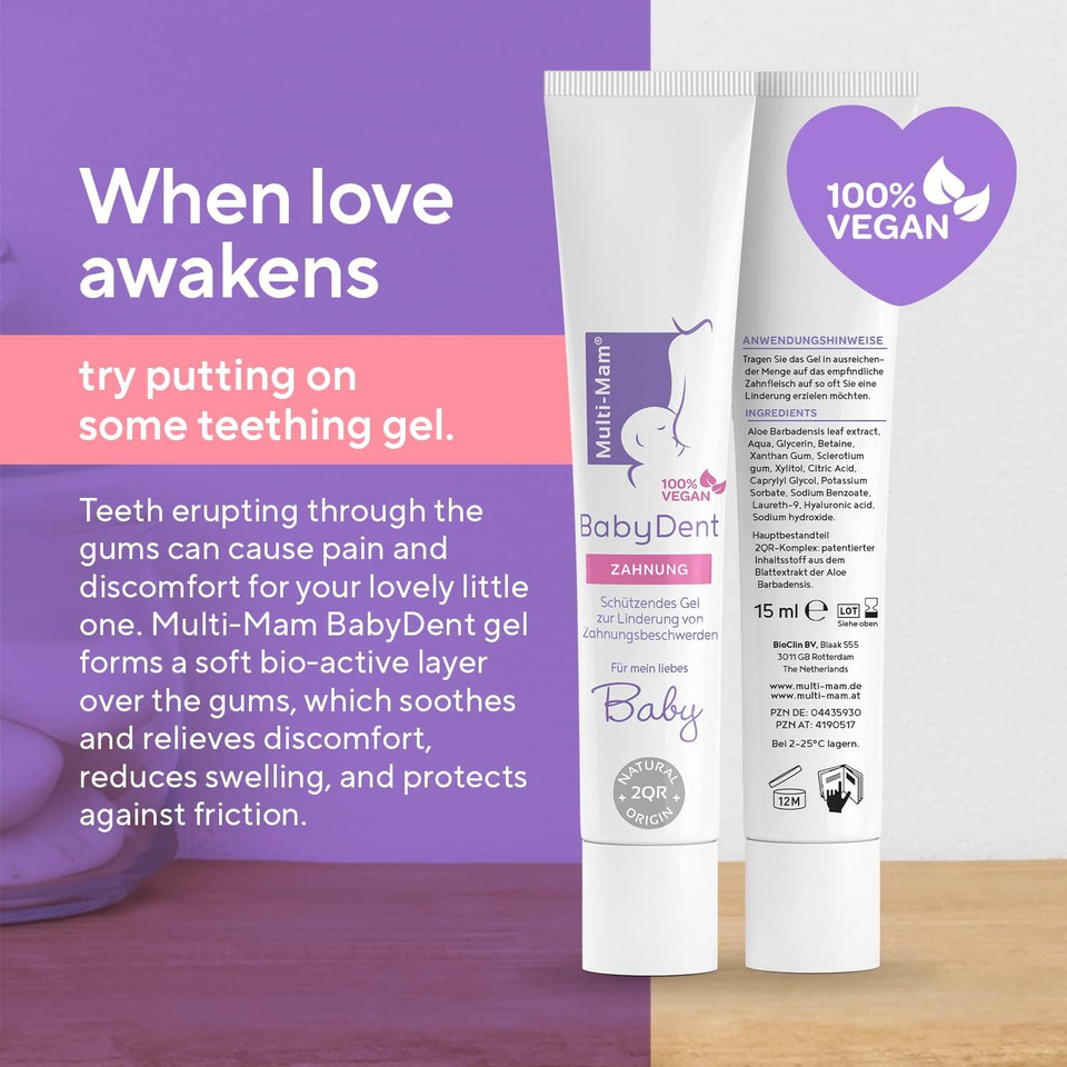 Multi-Mam Baby Dent Teething Gel  15ml Soothing Gel for Teething Babies