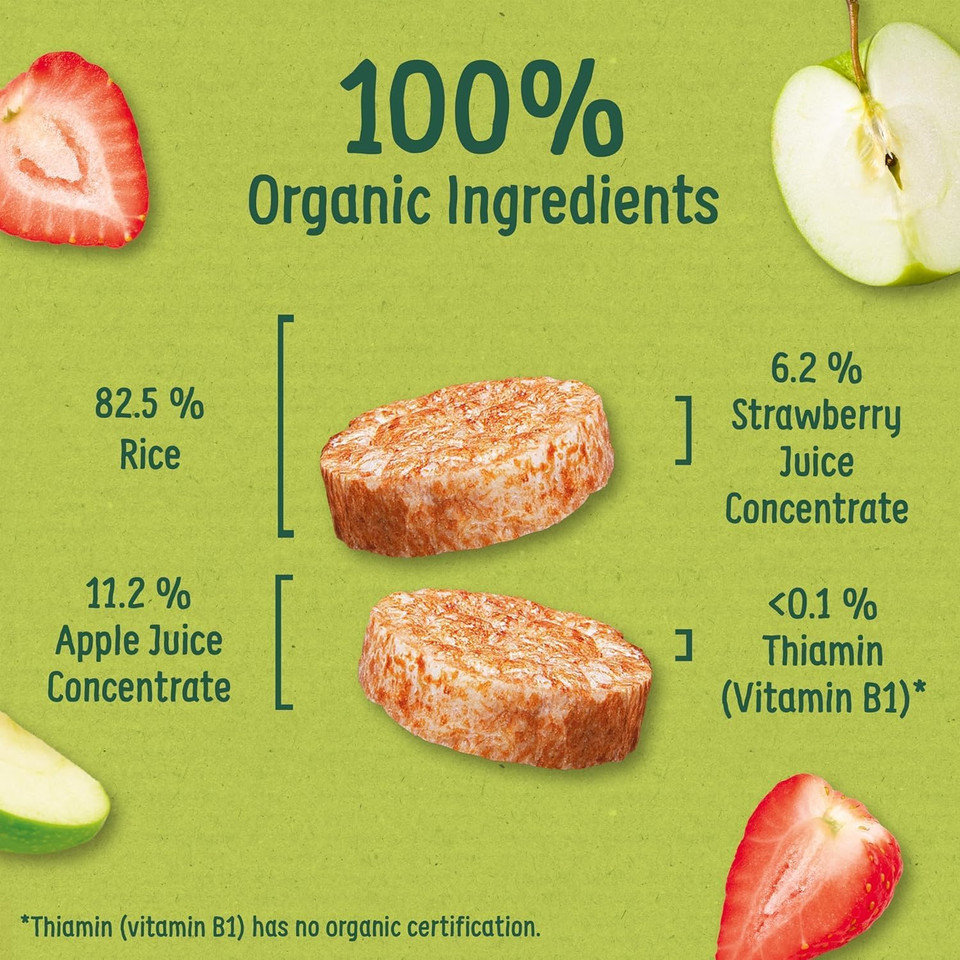 Organix Strawberry Rice Cake Clouds, Baby Rice Cakes Snack, Finger Food, 7+ Months 40 g (Pack of 6)