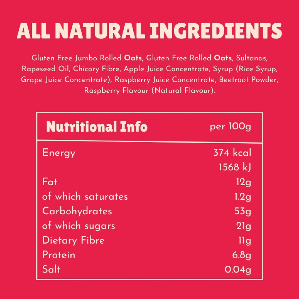 Creative Nature Snack Bars | Berry & Beetroot Flavour | Gluten Free | Oat and Fruit | Healthy Kids Snack Bar, Lunchbox Snacks | Top 14 Allergen Free |12 Bars x 25g