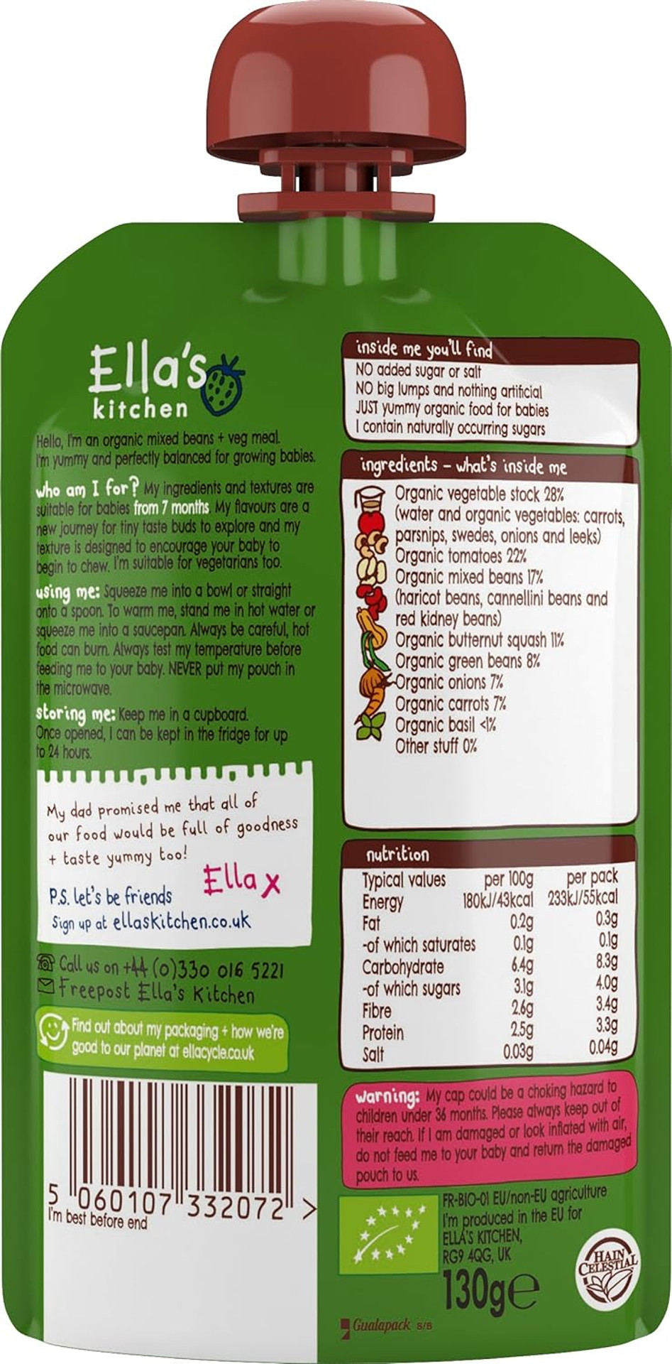 Ella's Kitchen Stage 2 Cottage Pie with a Pinch of Cinnamon 130 g (Pack of 6)