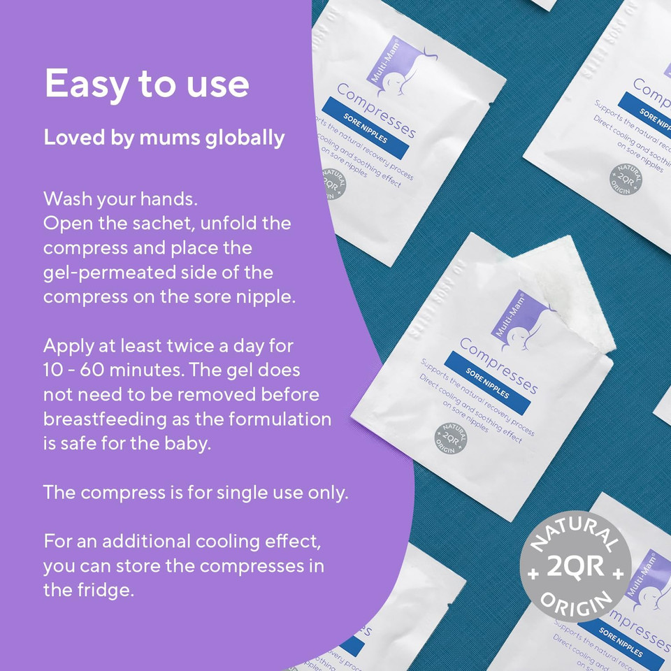Multi-Mam Compresses for Breastfeeding Mothers  Intensive Care and Treatment of Sore and Irritated Nipples - Instant Cooling and Soothing Gel Pad - Essential Aid for Breast-Feeding Mums - Pack of 12
