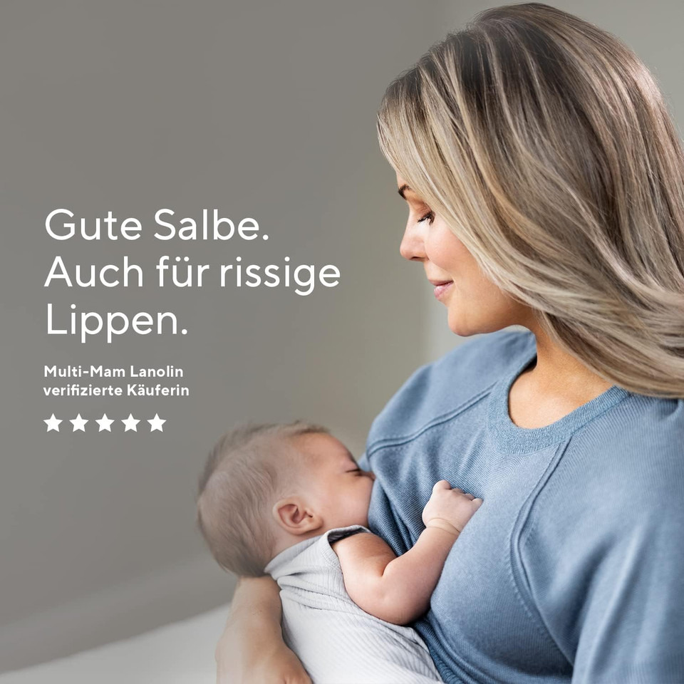 Multi-Mam Lanolin Nipple Cream 30ml For Breast Feeding Mothers - Moisturising Fast Relief for Sore, Cracked or Dry Nipples - 100% Safe for Babies - Hypoallergenic with No Fragrances