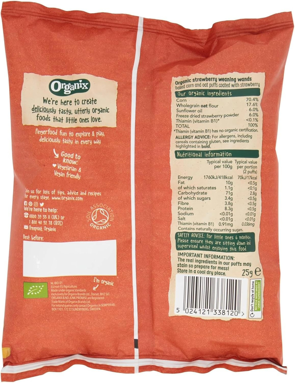 Organix Vanilla Organic Little Ruskits, Organic Baby Snack, 6+ Months, 10 x 60 g Ruskits Per Box (4 Boxes Total)