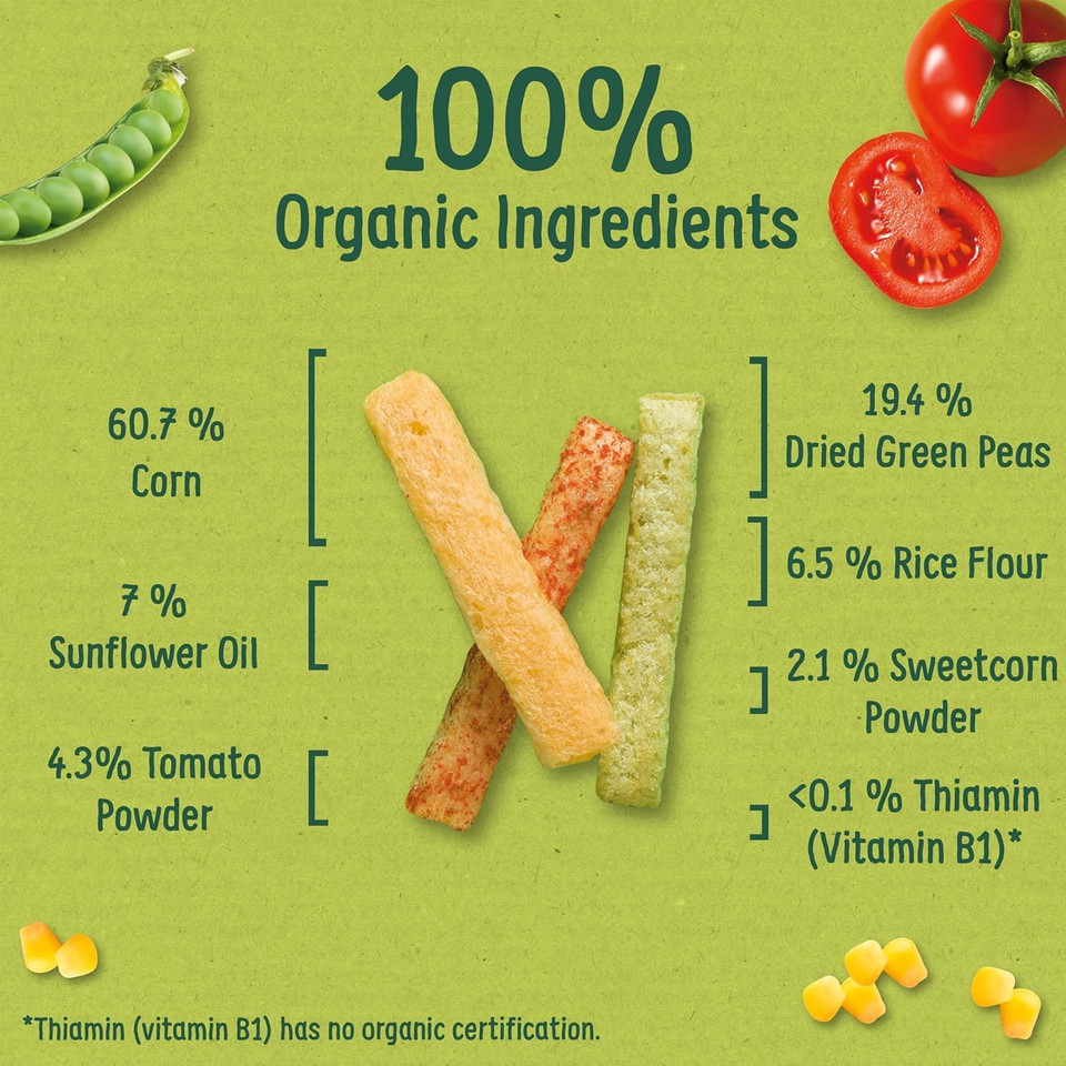 Organix Melty Organic Veggie Sticks 7+ Months 15 g (Pack of 5)
