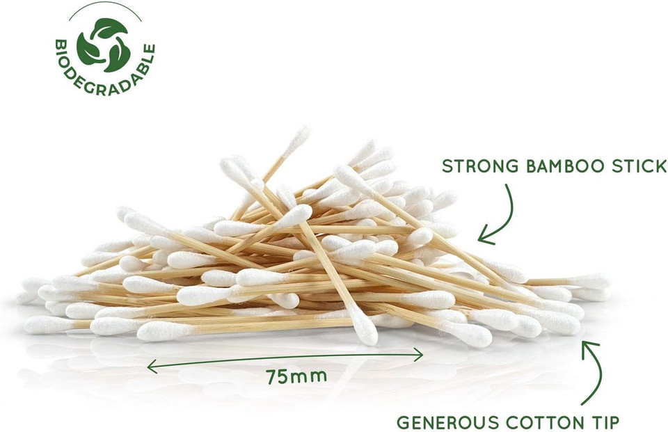 Bamboo Cotton Buds | Eco Cotton Buds | Cotton Swab | Wooden Cotton Bud | Eco Friendly packaging | Recyclable & Biodegradable cotton buds | Bambaw (200)