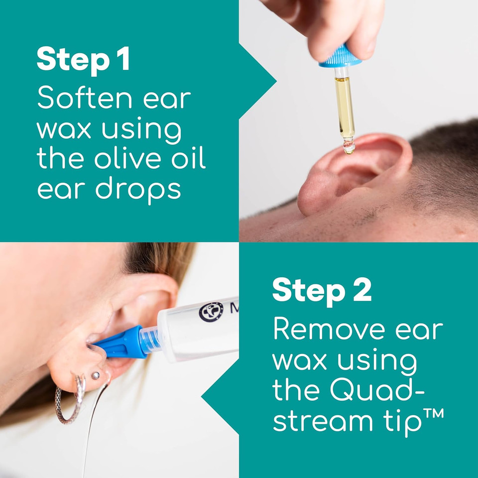 Medi Grade Ear Wax Removal Kit with Olive Oil Ear Drops, 10ml - The Original Ear Syringe Kit with Ear Wax Removal Drops for Softening and Safely Removing Earwax - Gentle Ear Cleaner Ear Wax Remover Medi Grade Ear Wax Removal Kit with Olive Oil Ear Drops, 10ml - The Original Ear Syringe Kit with Ear Wax Removal Drops for Softening and Safely Removing Earwax - Gentle Ear Cleaner Ear Wax Remover