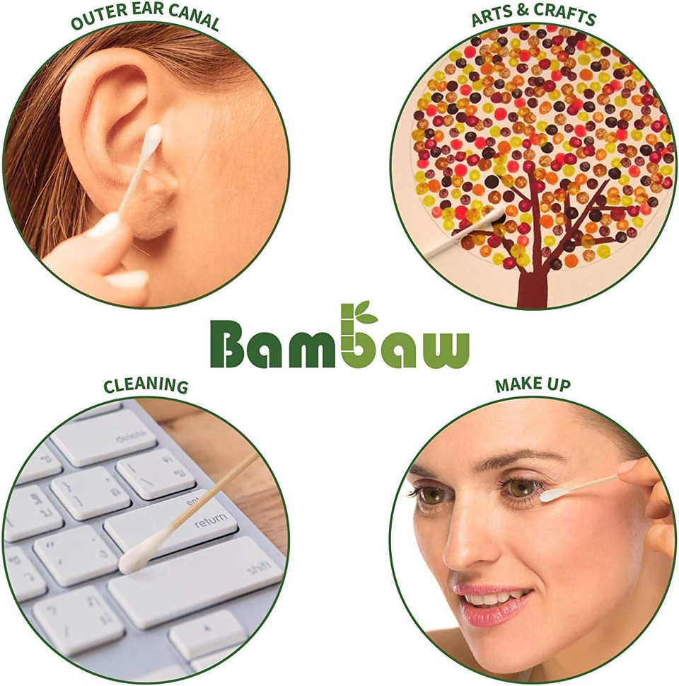 400 Bamboo Cotton Buds | Q Tips | Ear Sticks | Cotton Swab | Wooden Cotton Bud | Eco Friendly Cotton Buds| Ear Buds Cotton | Biodegradable Cotton Buds | Bamboo Earbuds | Wooden Ear Buds | Bambaw