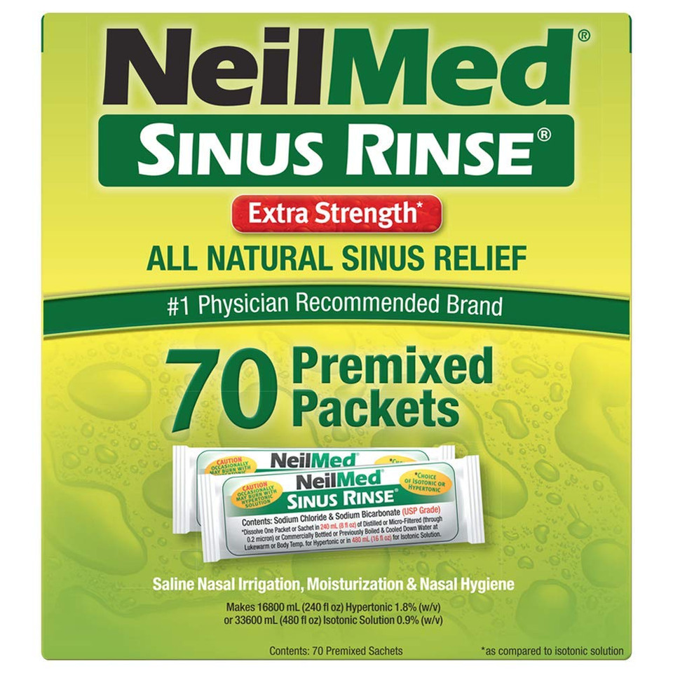 NeilMed's Sinus Rinse Extra Strength Pre-Mixed Hypertonic Packets, 70 Count (Pack of 1)