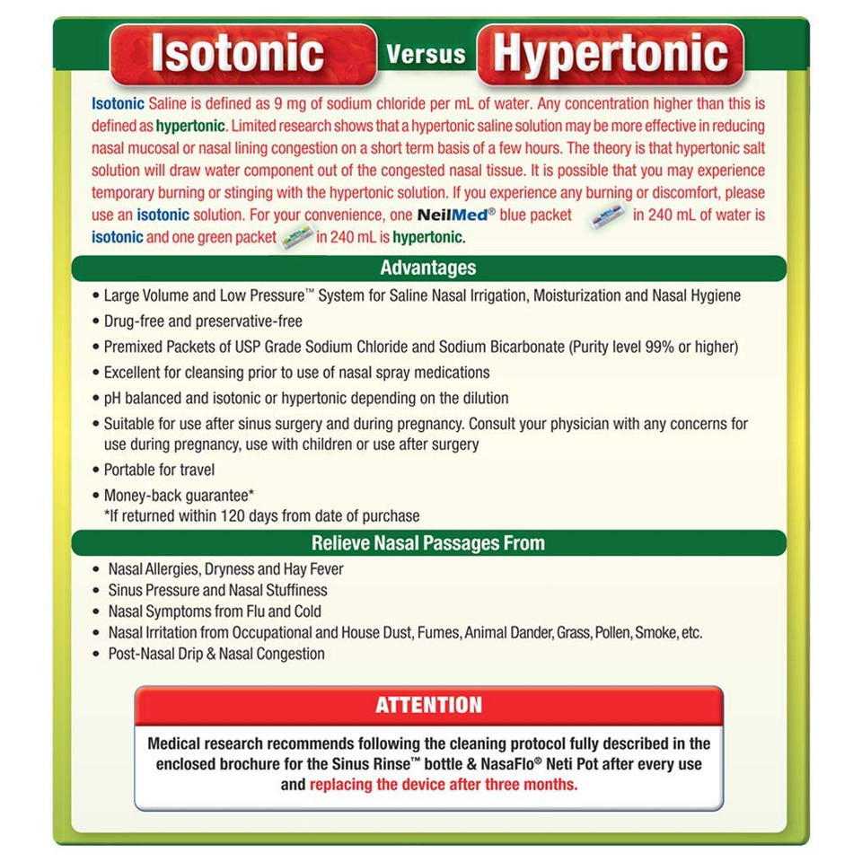 NeilMed's Sinus Rinse Extra Strength Pre-Mixed Hypertonic Packets, 70 Count (Pack of 1)