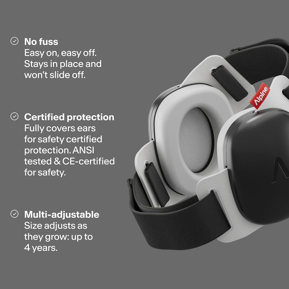 Alpine Muffy Baby Comfort - Ear Defenders for Babies and Toddlers - CE & UKCA Certified - Unique Headband for Safe Fit & Comfort Multi-adjustable for Ages Up To 48 Months - 24dB Sound Reduction, Black