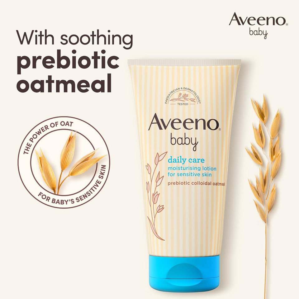 Aveeno Baby Daily Care Moisturising Lotion (1x 150ml), Soothing Baby Cream to Provide 24-Hour Hydration Suitable for Newborns and Infants, Gentle Lotion for Dry, Sensitive Skin Prone to Eczema