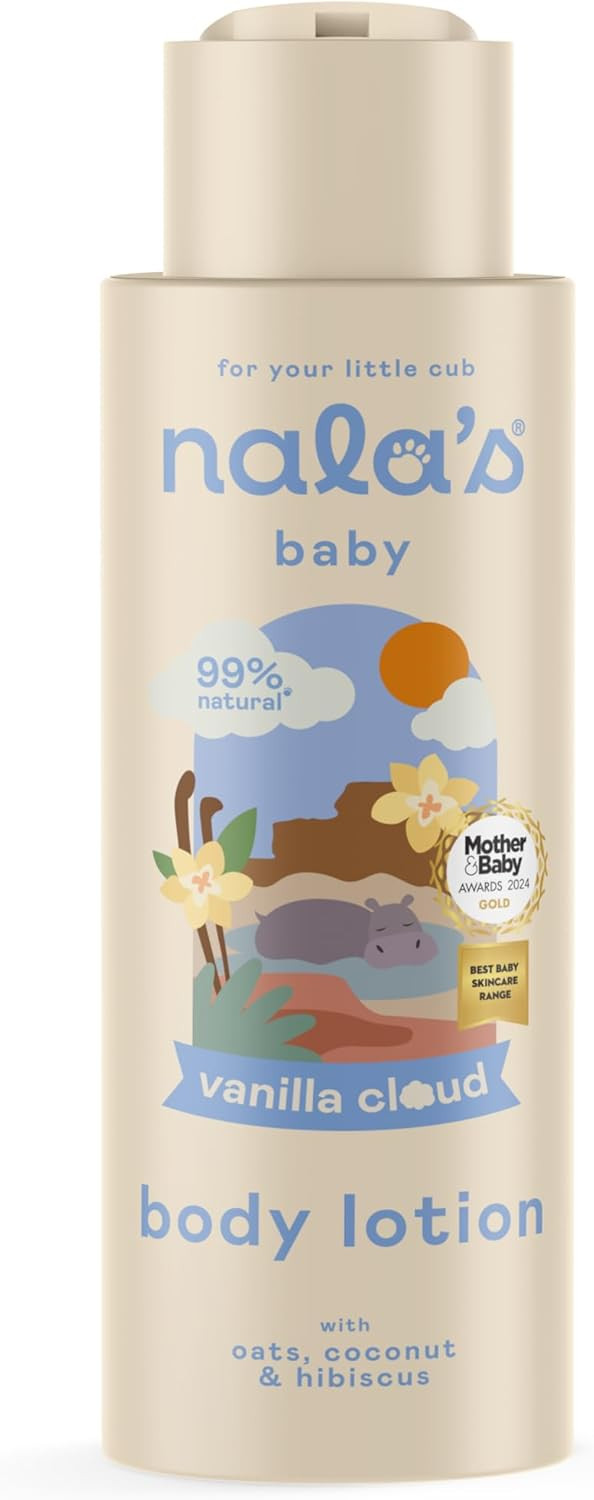Nala's Baby Body Lotion Vanilla Cloud | Award-winning | 99% Natural | Paediatrician-approved | Nourishing Blend of Soothing Oat and Coconut Oil | Vegan | 400ml | Nalas Baby